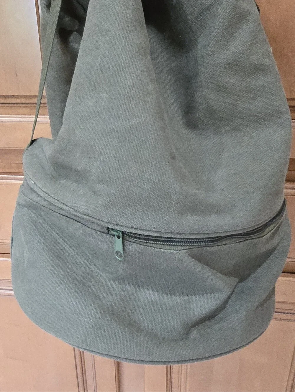 GUESS Olive Green Canvas Drawstring Sling Backpack